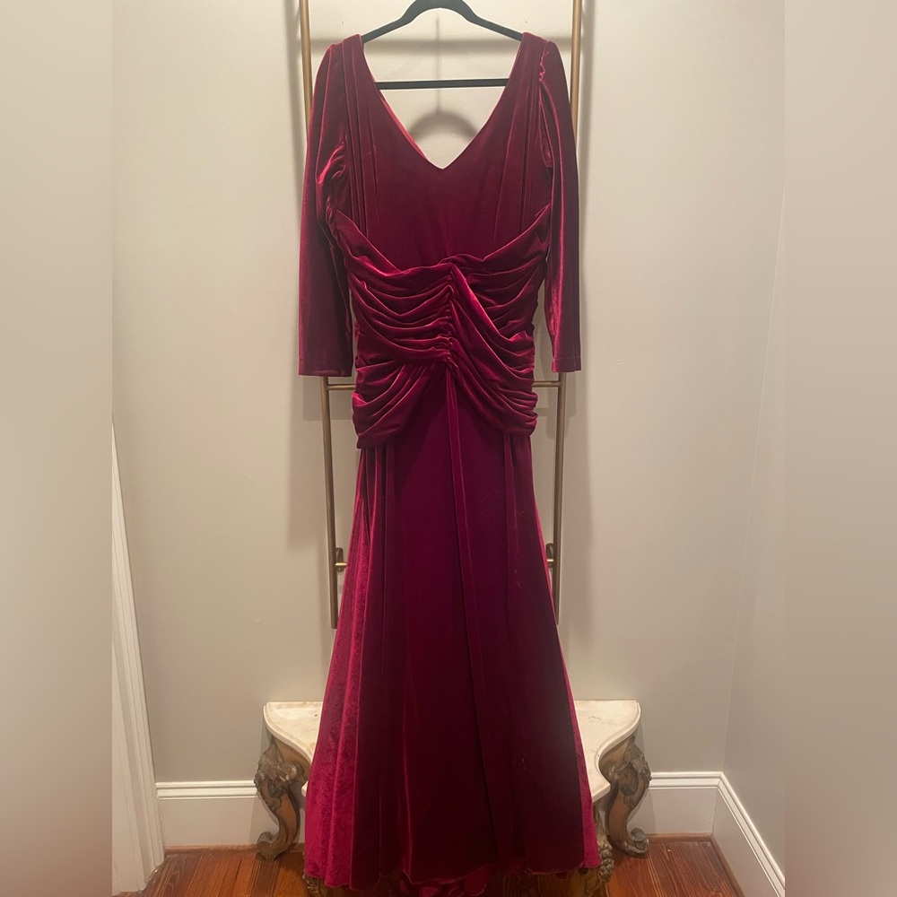 Custom made merlot velvet evening gown